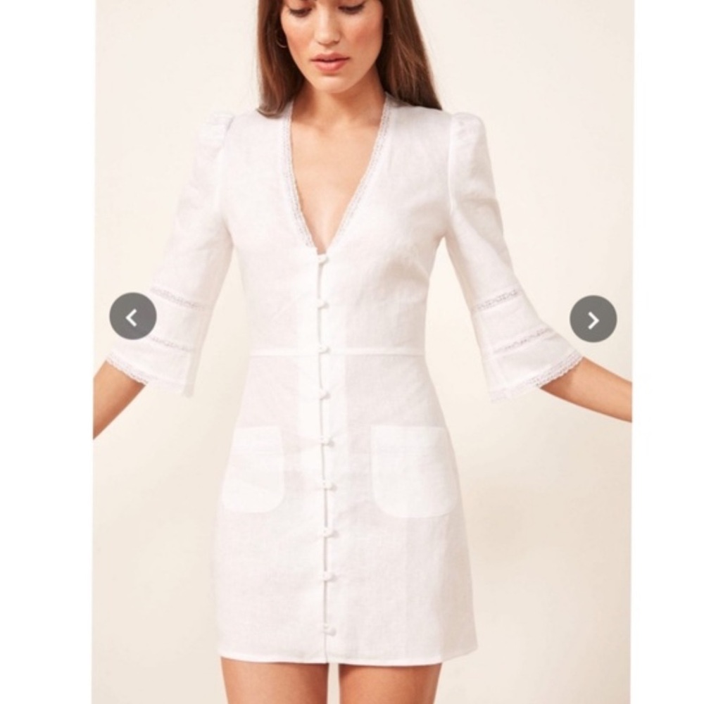 The Reformation Eloise Dress in color white size (6)